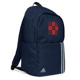 navy bag with red design